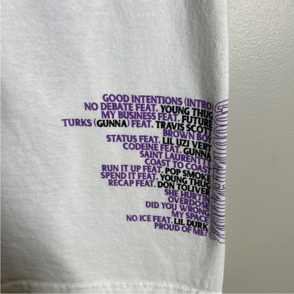 VLONE X Nav T-Shirt Men’s Small Good Intentions Dove White 100% Cotton Rap Album - Picture 3 of 10